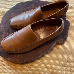 Light Tan Faconable Leather Slip on Loafers. Made in Italy. Great Condition.